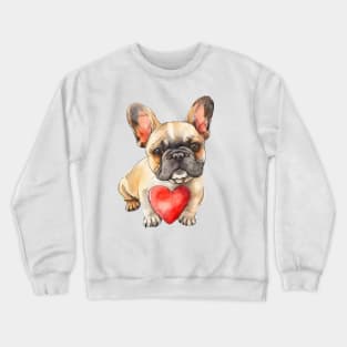 Valentine French Bulldog Holding Heart Crewneck Sweatshirt